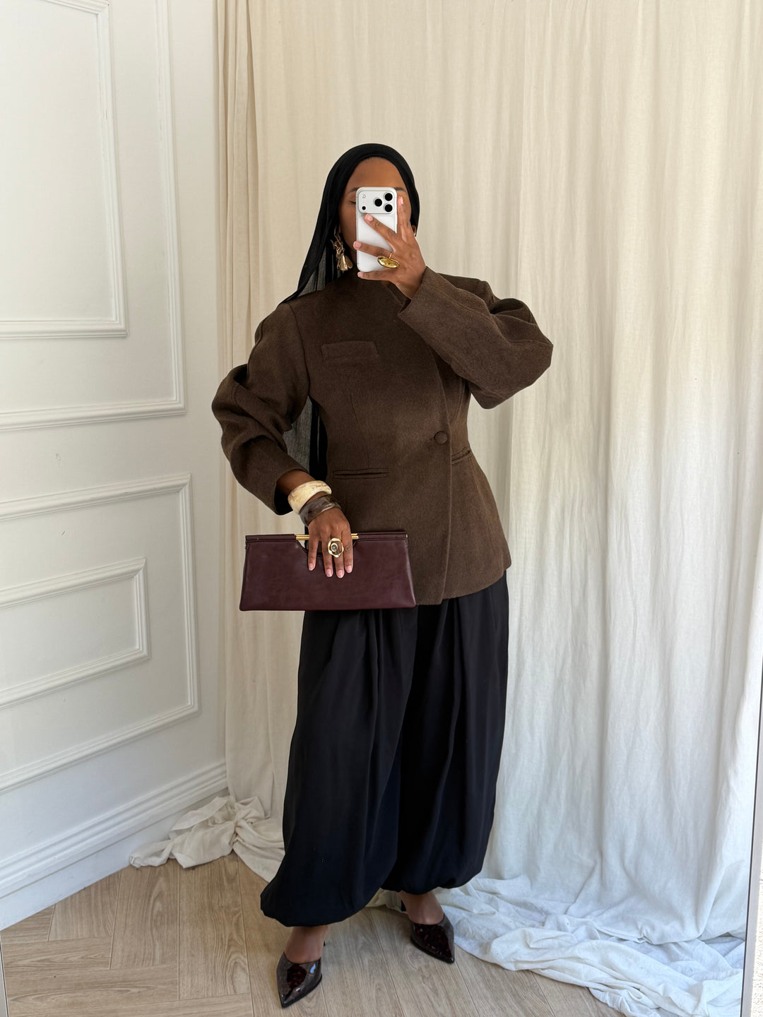 MANTEAU BLAZER PREMIUM LAINE MARRON