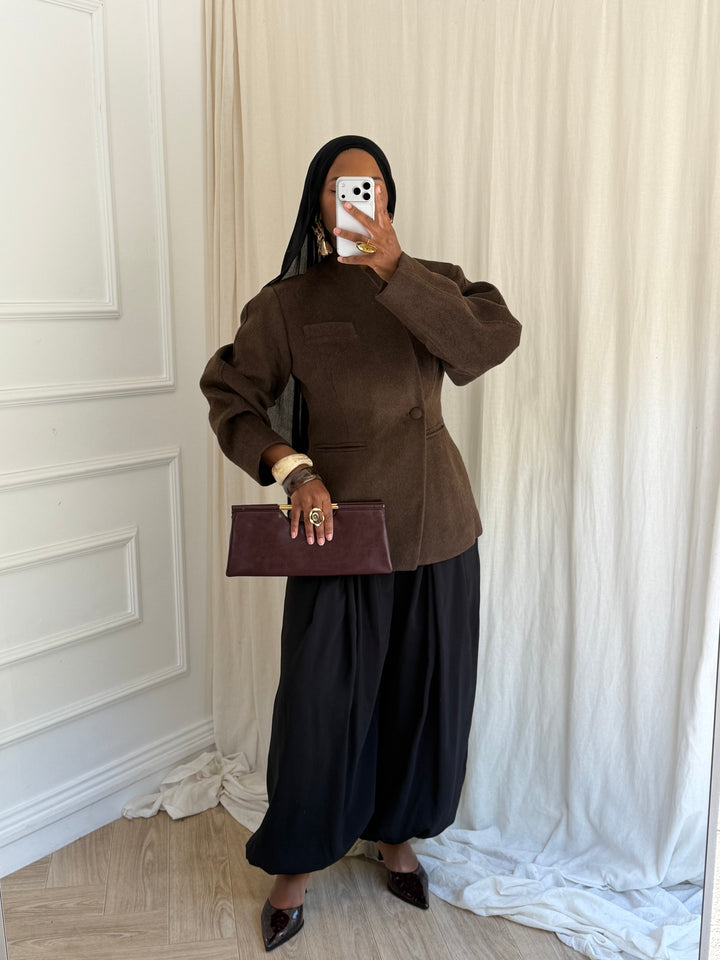 MANTEAU BLAZER PREMIUM LAINE MARRON
