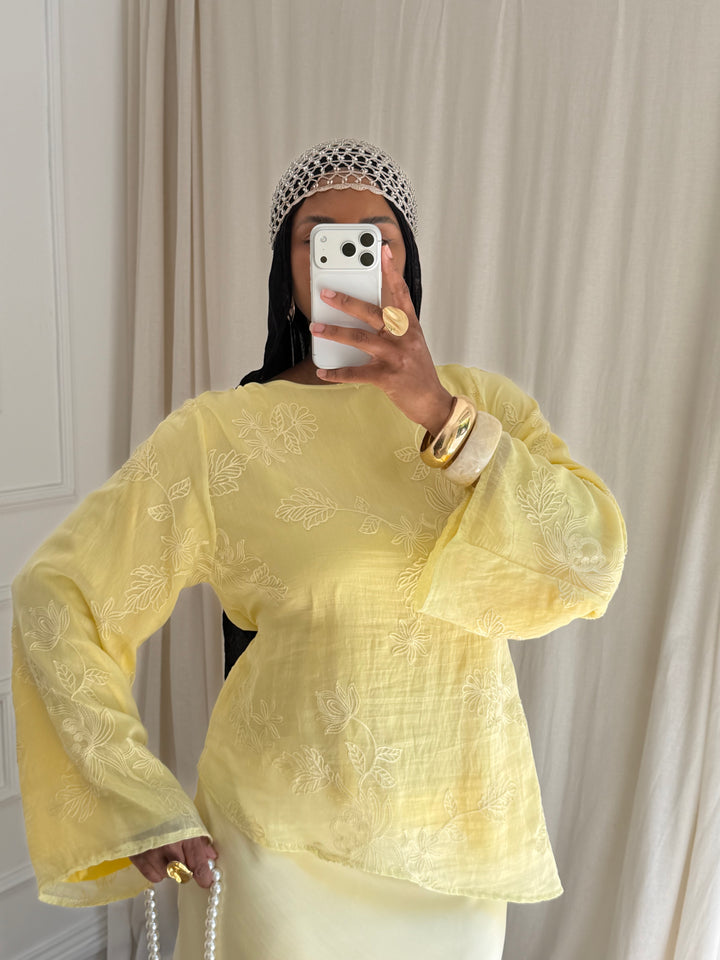 BLOUSE BRODERIE JAUNE