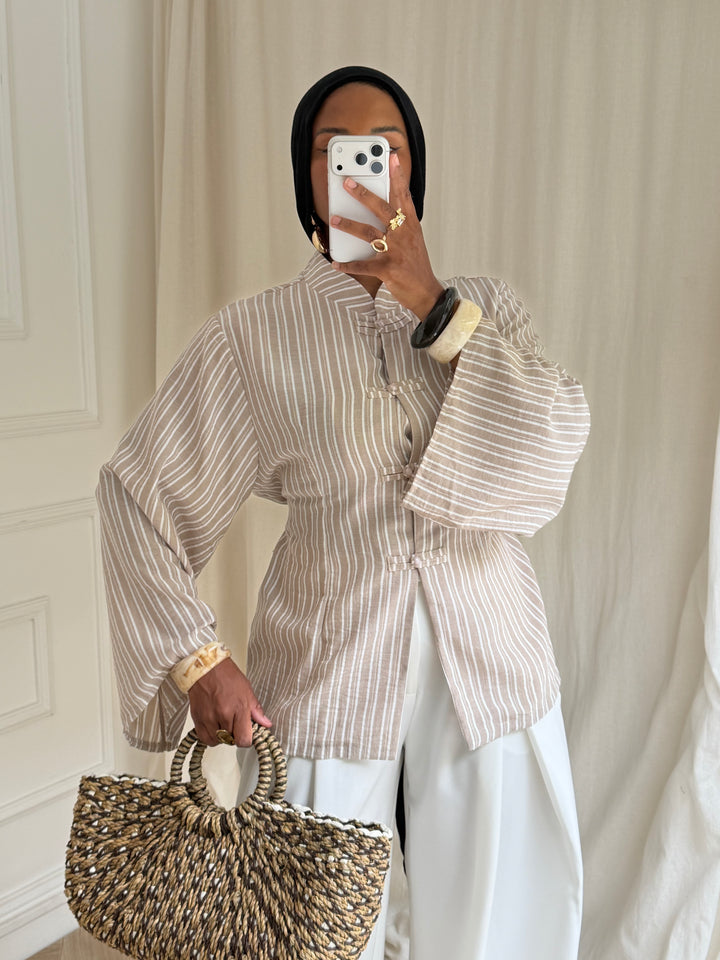BLOUSE RAYURES HÉLA TAUPE