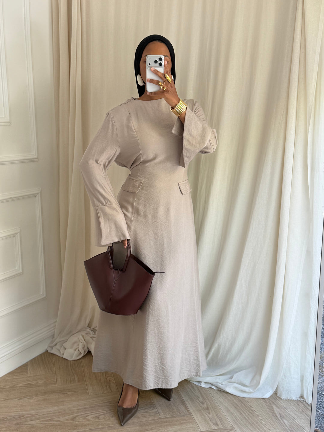ROBE BELLA PRINTEMPS TAUPE