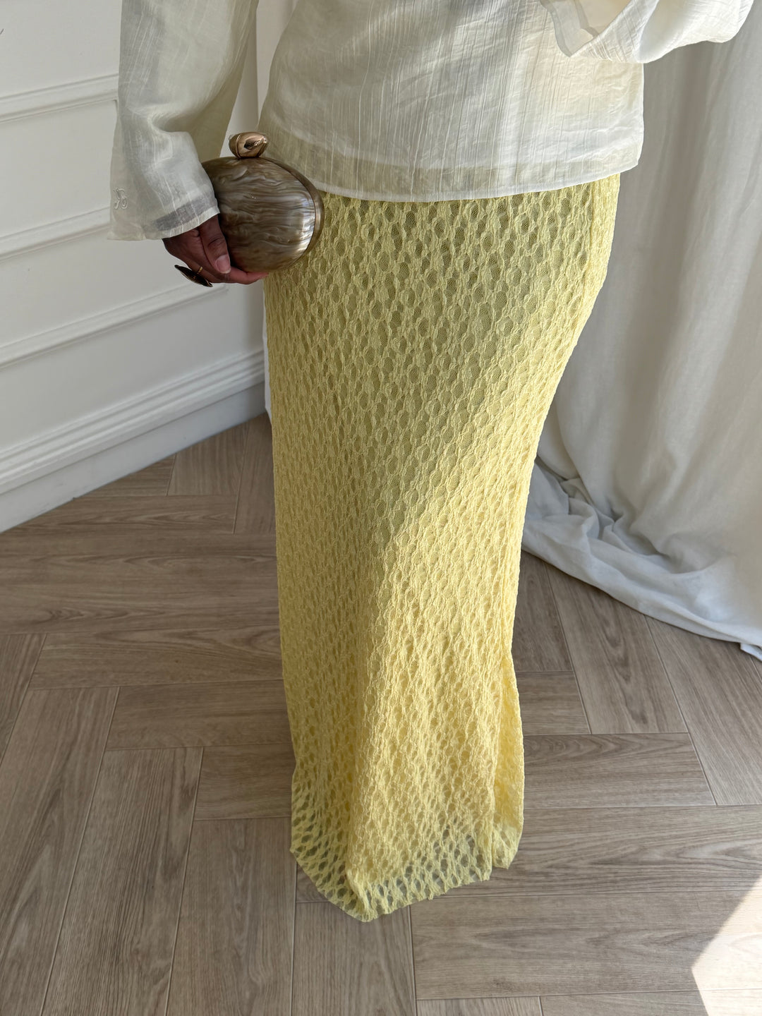 MAXI JUPE DENTELLE JAUNE
