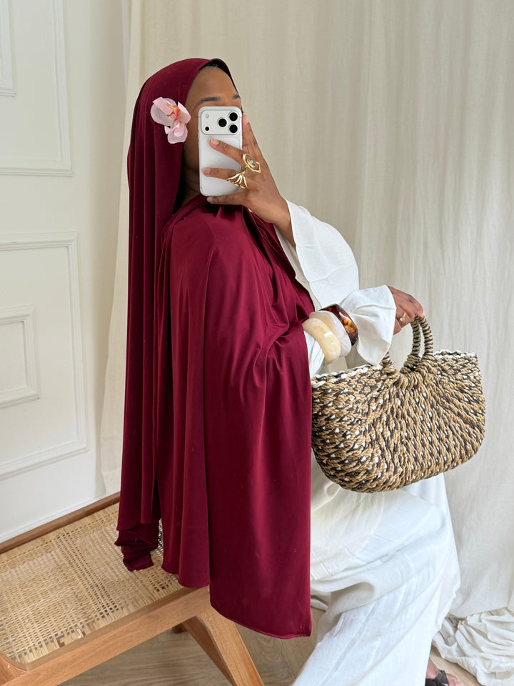 MAXI HIJAB JERSEY LIQUID BORDEAUX