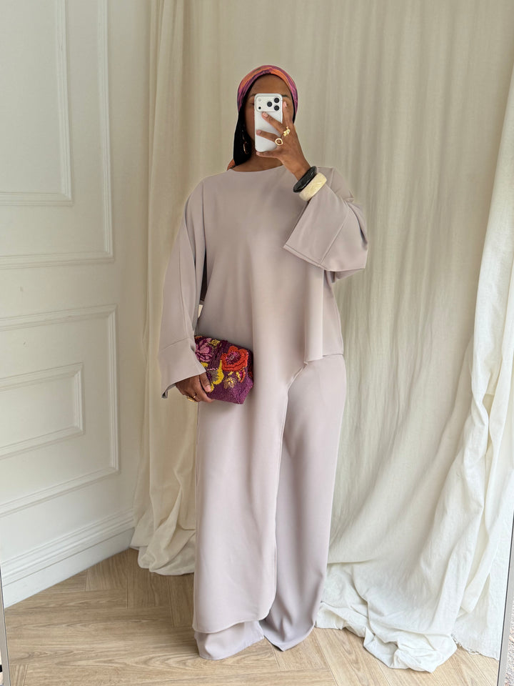 ENSEMBLE TUNIQUE ASYMÉTRIQUE TAUPE