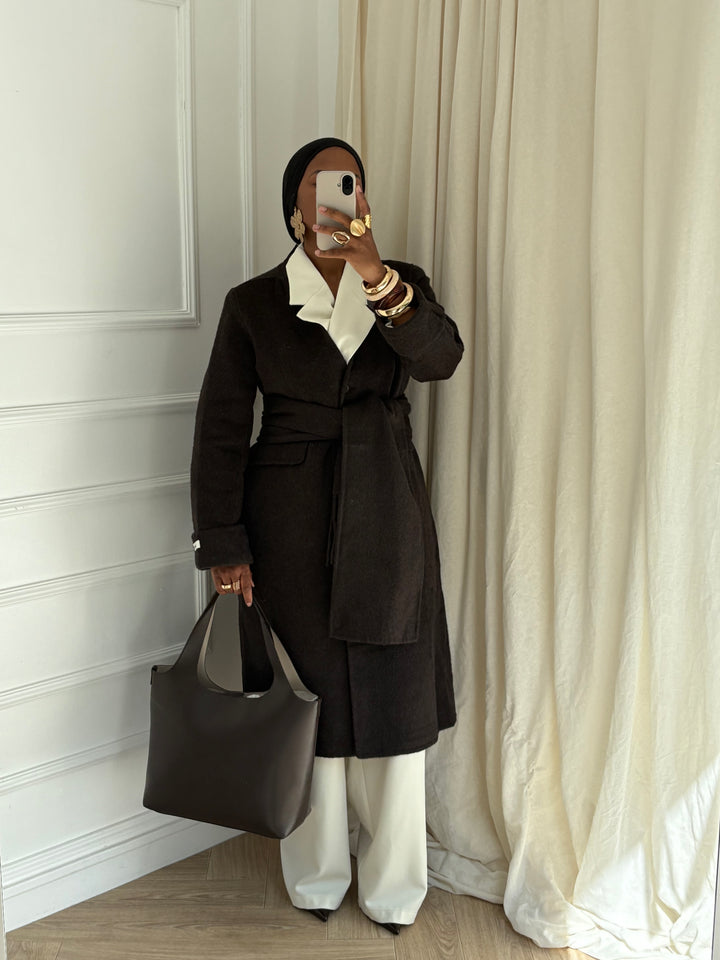 MANTEAU ÉCHARPE - Luxe Coffee