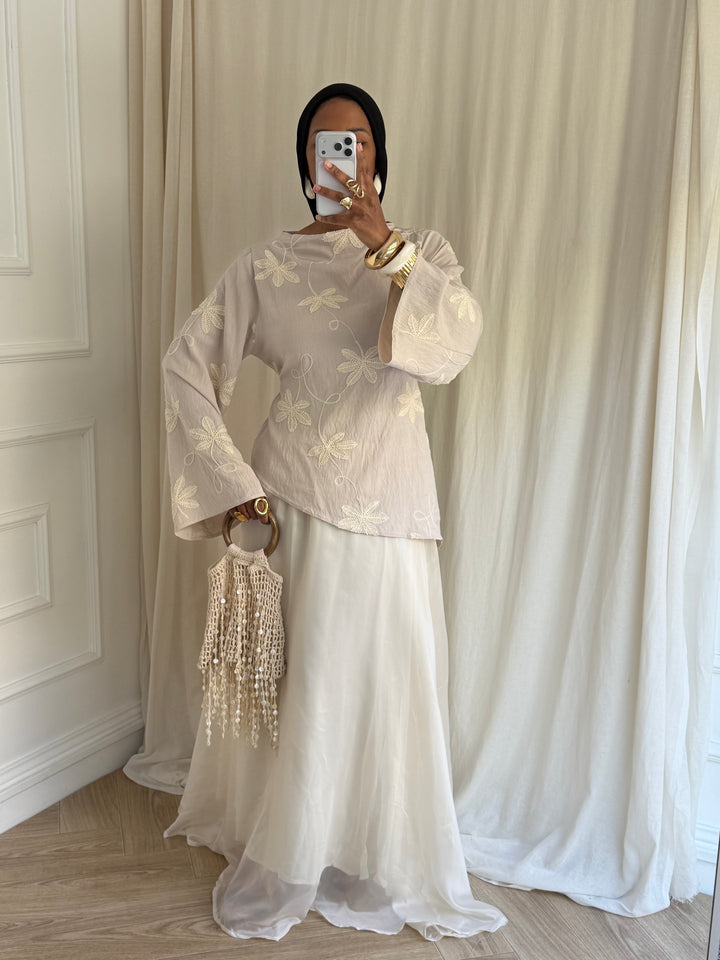 BLOUSE FLOWER BEIGE
