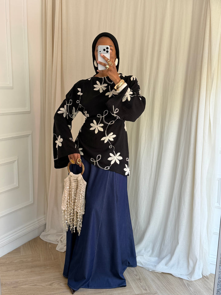 BLOUSE FLOWER NOIRE