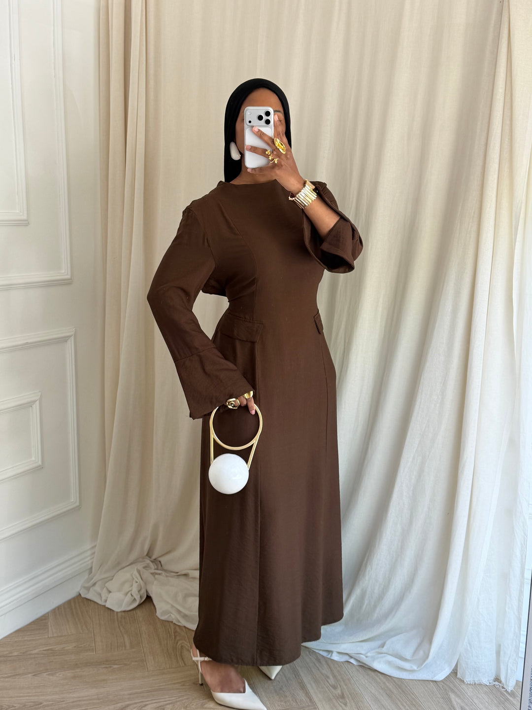 ROBE BELLA PRINTEMPS MARRON