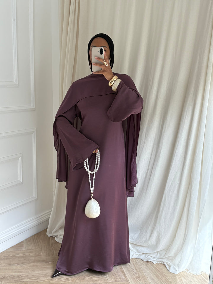 ROBE LUXE CAPE AMOVIBLE PRUNE