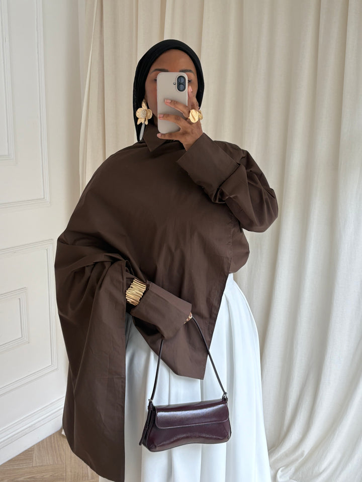 BLOUSE À CAPE CHOCOLAT