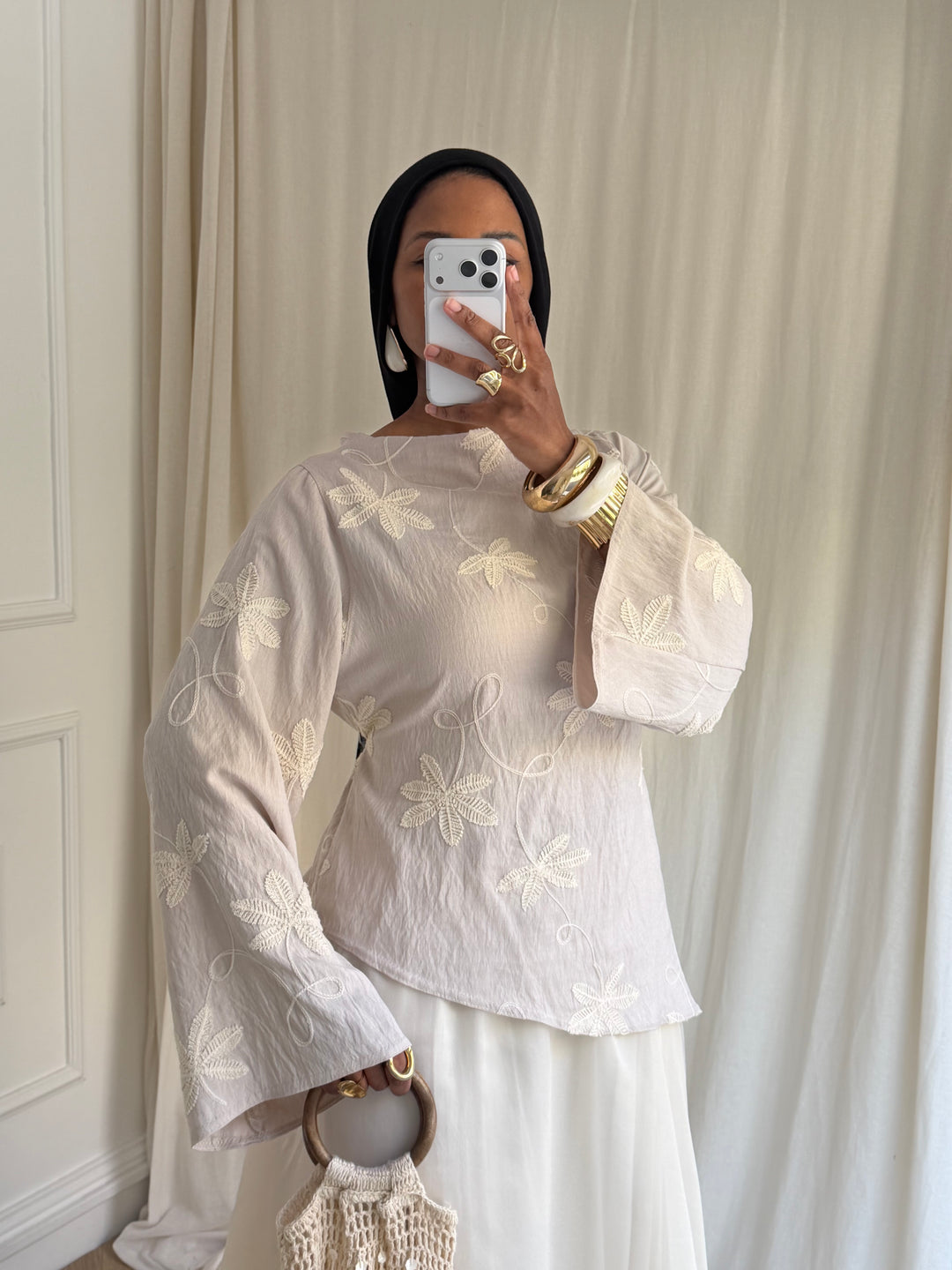 BLOUSE FLOWER BEIGE