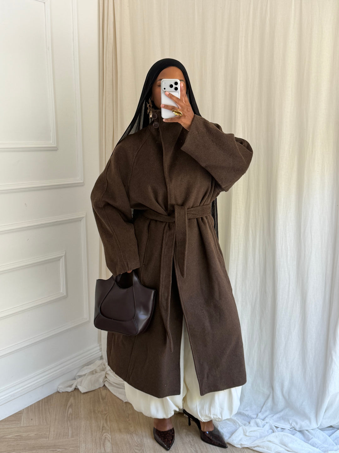 MANTEAU COAT LAINE MARRON