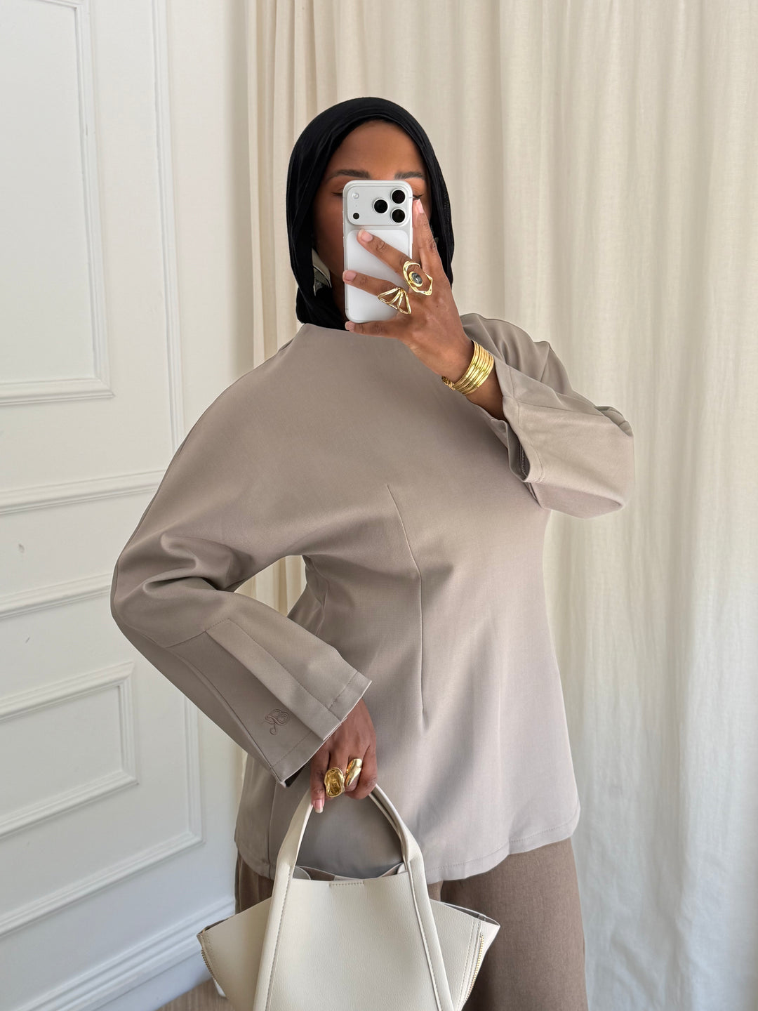 TOP LONG INTEMPOREL TAUPE