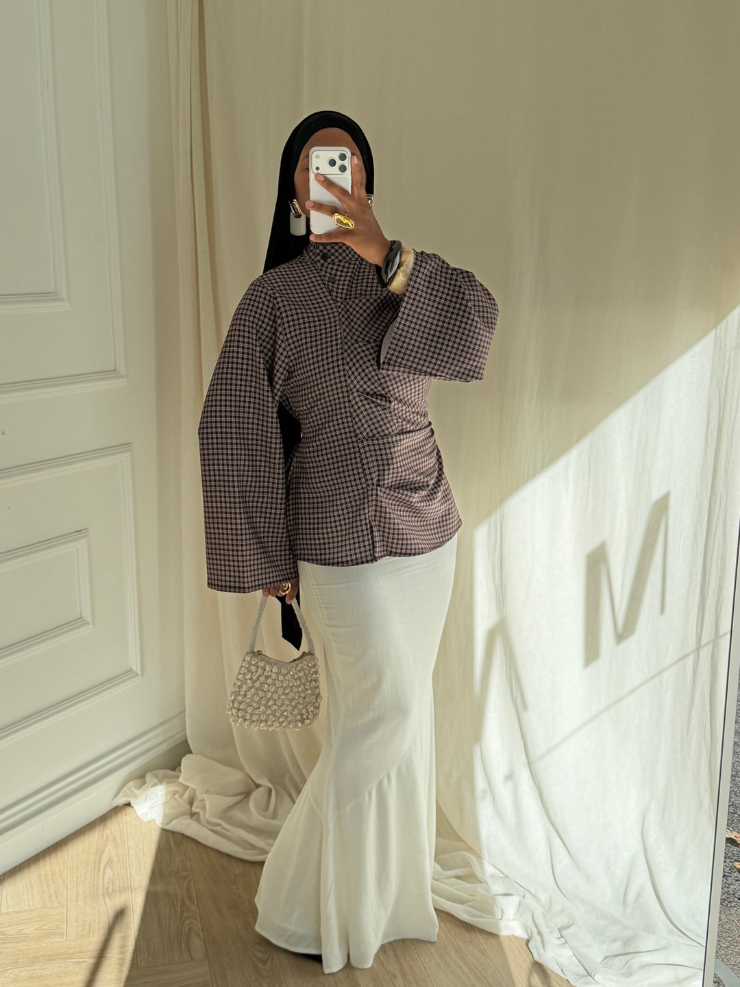 BLOUSE CINTRÉ VICHY
 NOIRE