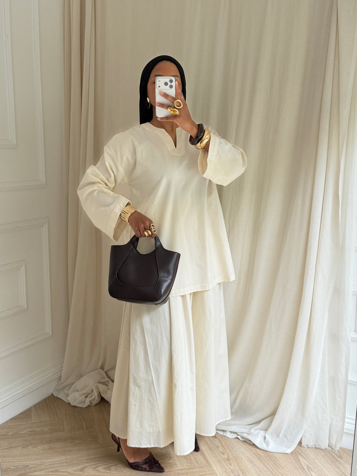 ENSEMBLE JUPE RIM BEIGE