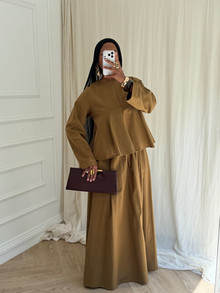 ENSEMBLE JUPE COTON OLIVE
