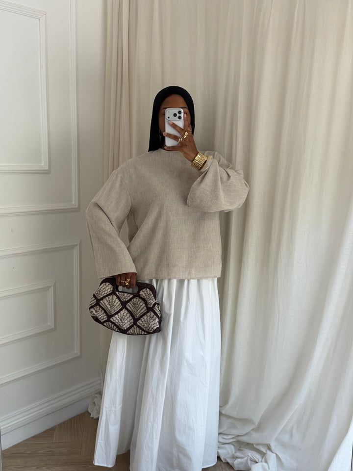 BLOUSE COURTE DOUBLÉE TOUCHÉ LIN