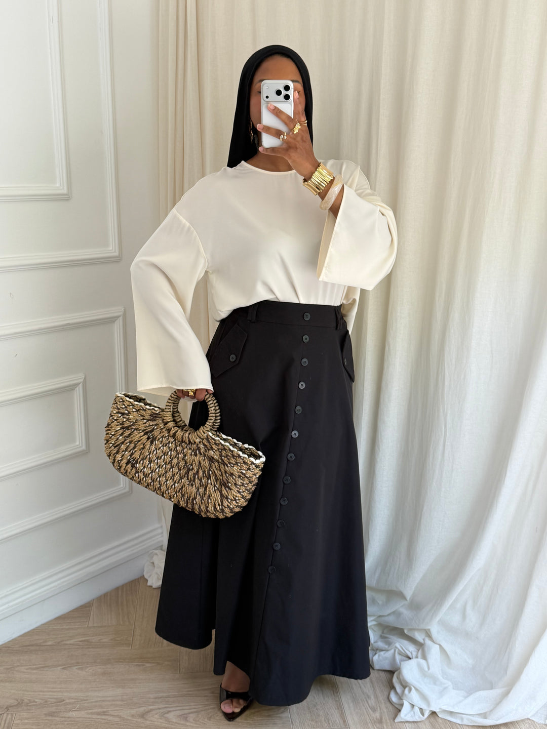 JUPE ÉVASÉE SYBELLA NOIR