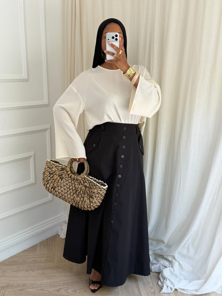 JUPE ÉVASÉE SYBELLA NOIR