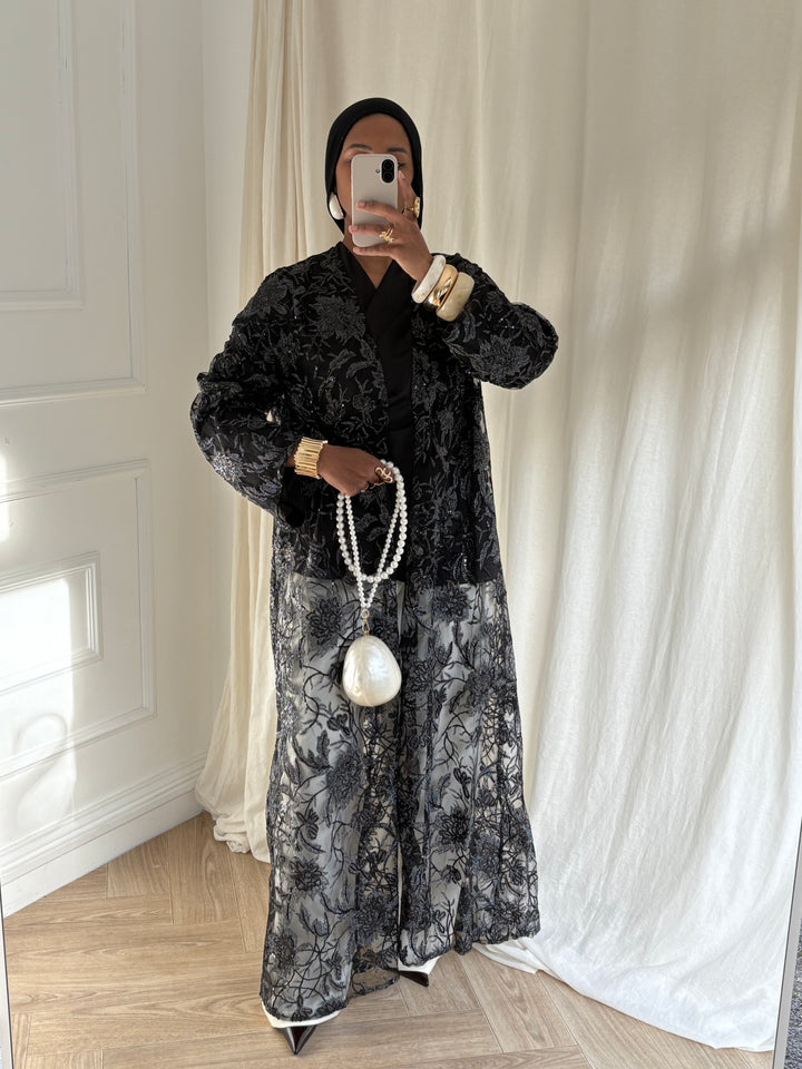 SET KIMONO GLITTER NOIR