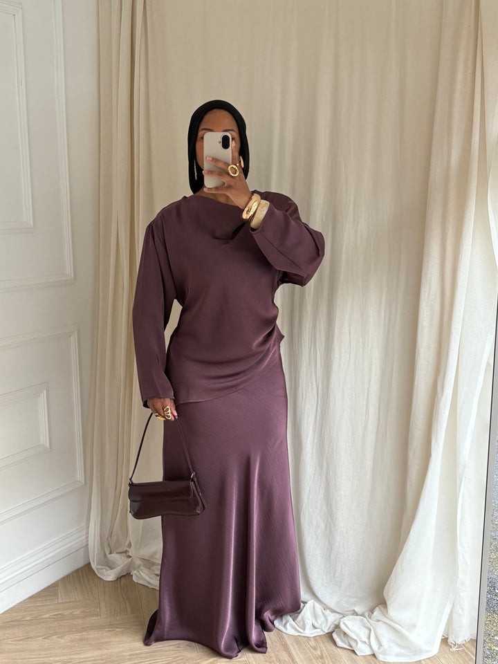 SET JUPE SATIN PRUNE