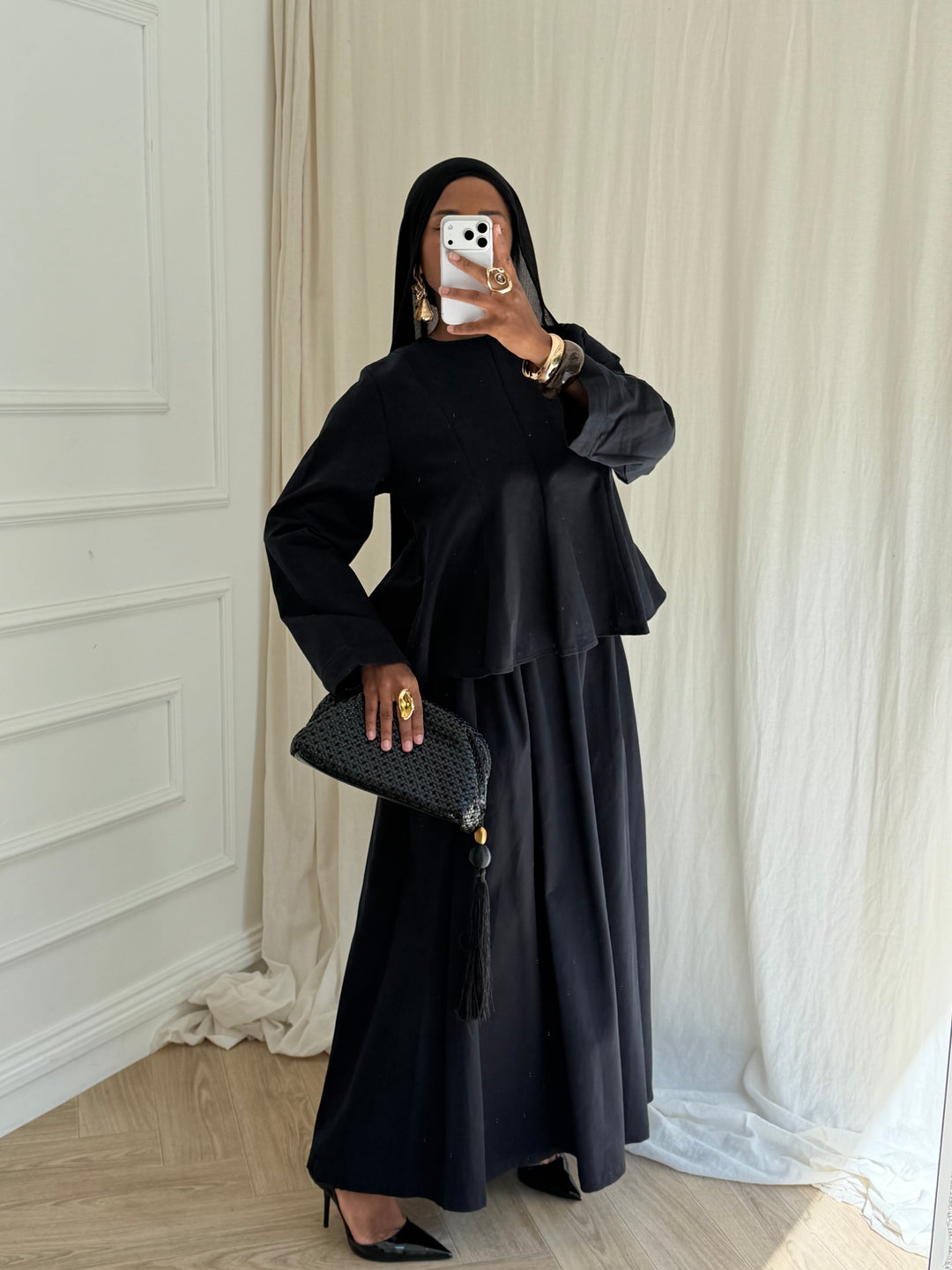 ENSEMBLE JUPE COTON NOIR