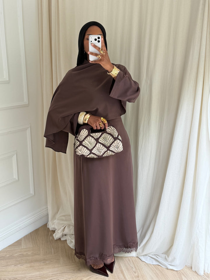 BLOUSE SATIN CAPE MARRON