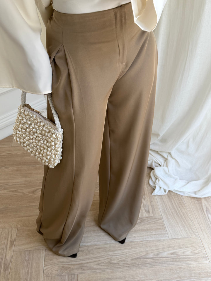 PANTALON LARGE FLUIDE TAUPE