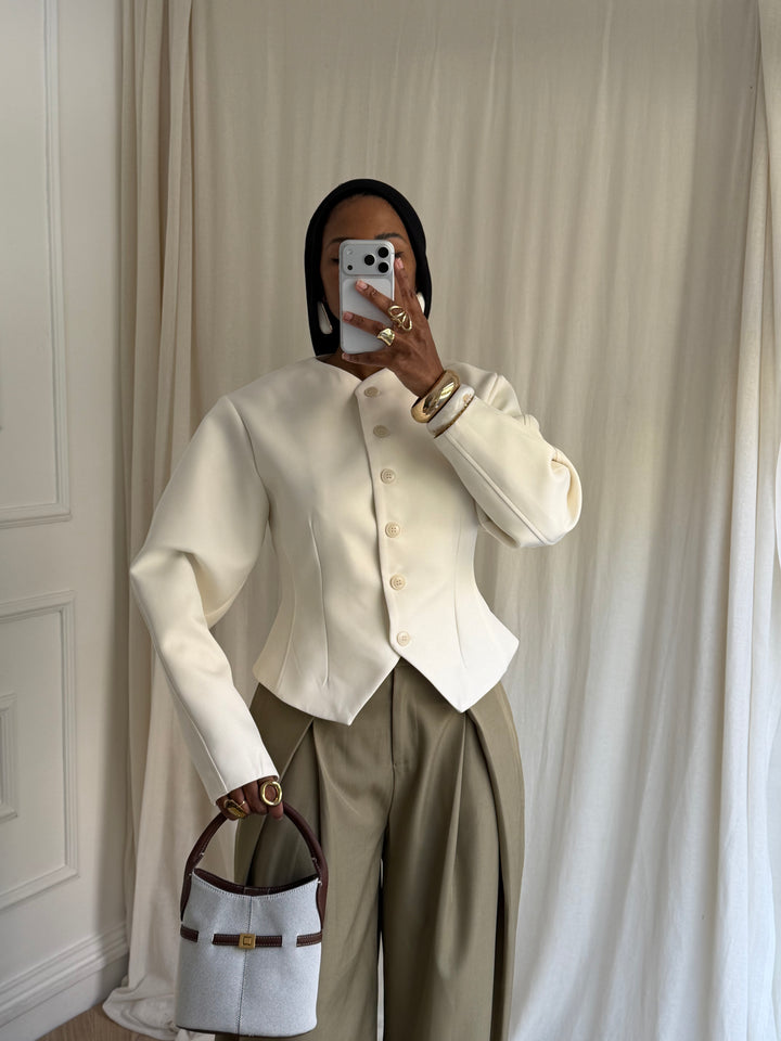VESTE COURTE GLAMOUR CRÈME
