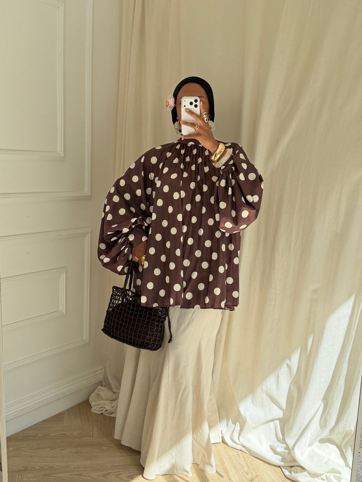 BLOUSE PLISSÉE PEAS CHOCOLAT