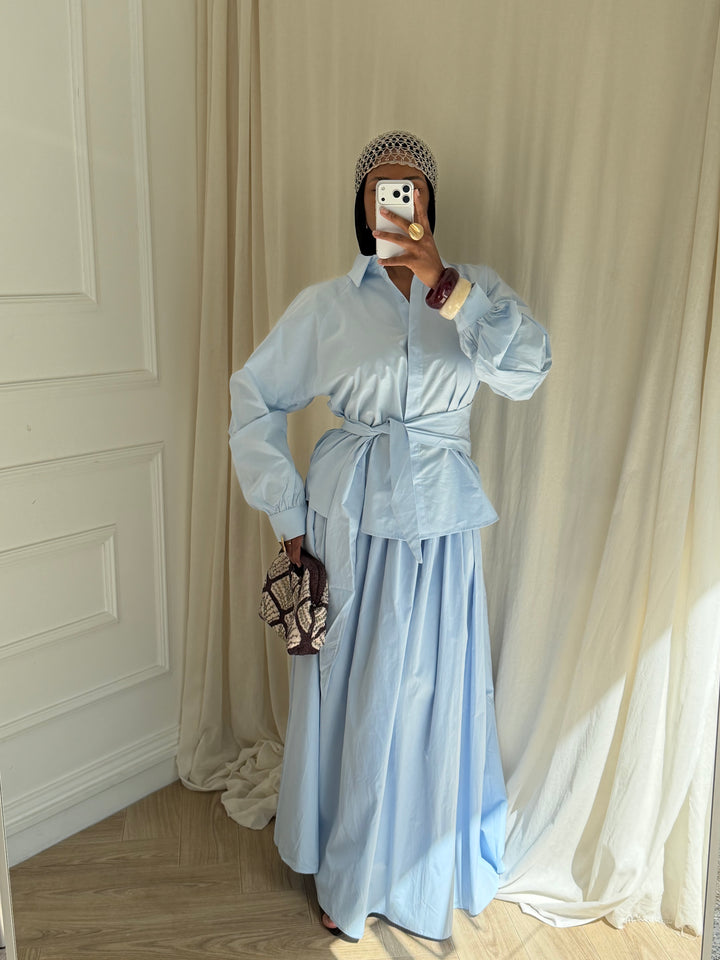 ENSEMBLE JUPE MAIRAH BLEU