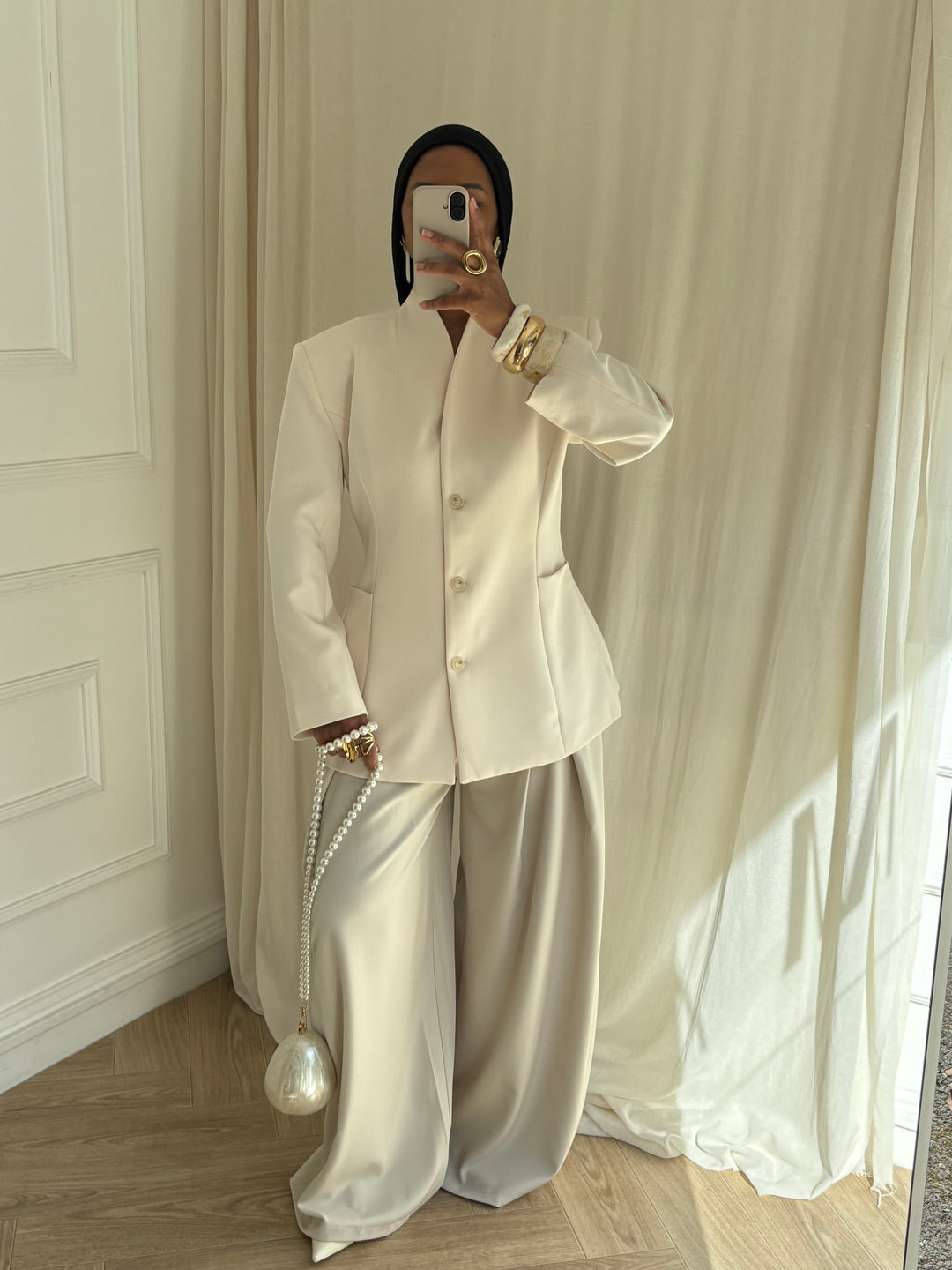 BLAZER CINTRÉ BOUTONS BEIGE CLAIR