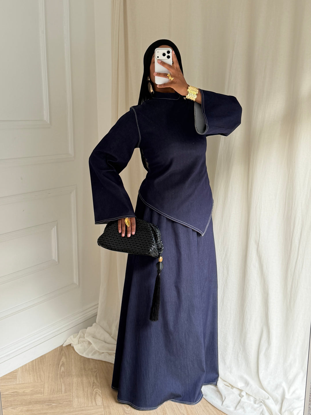 SET JUPE STYLE JEAN BLEU
