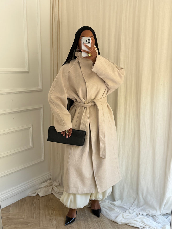 MANTEAU COAT LAINE BEIGE