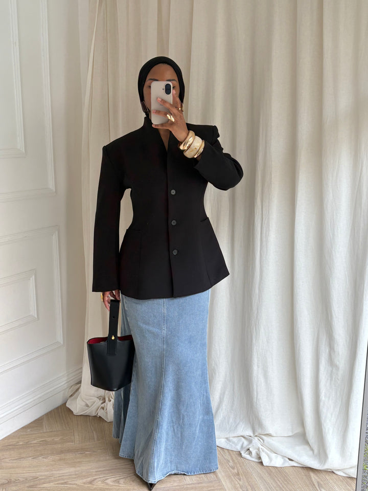 BLAZER CINTRÉ BOUTONS NOIR