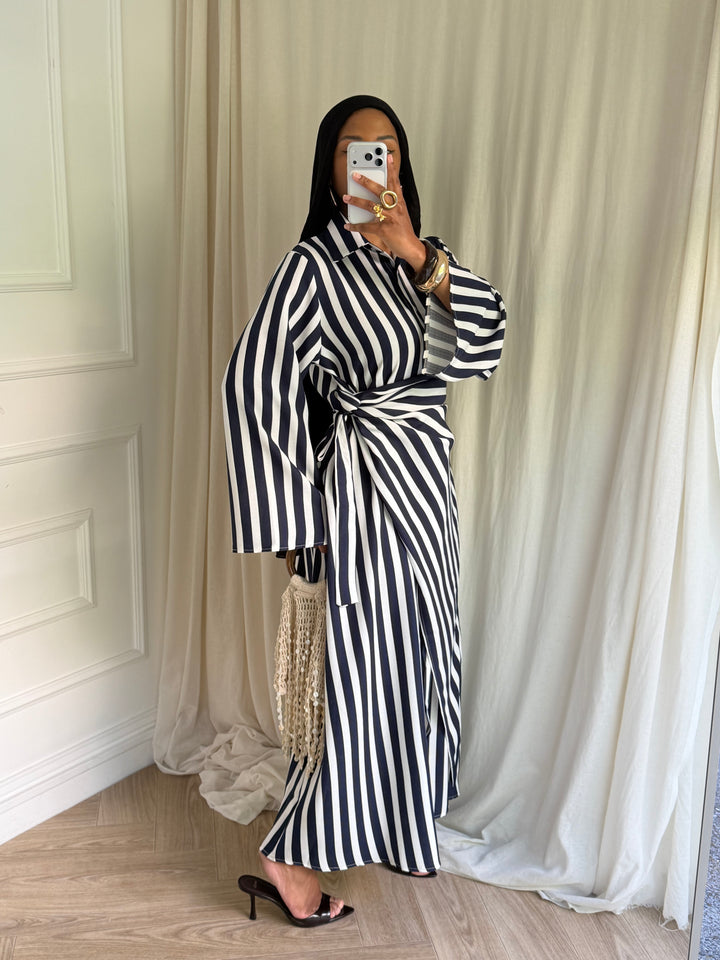 ROBE À RAYURES MAELYS BLEU MARINE