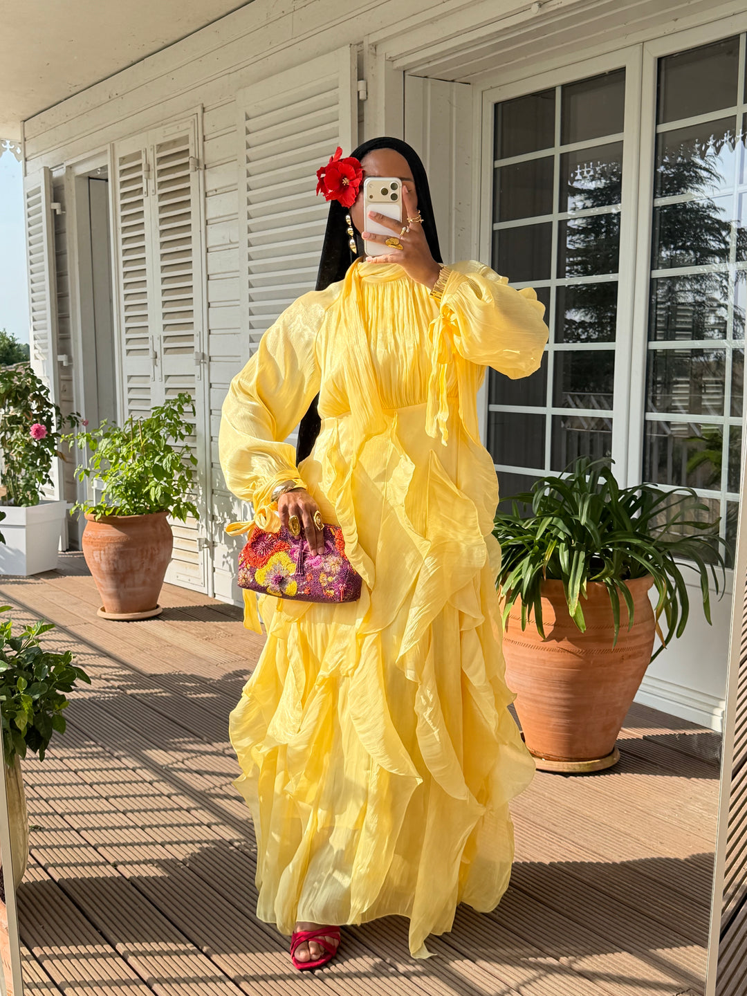 ROBE VOLANTS SIGNATURE JAUNE