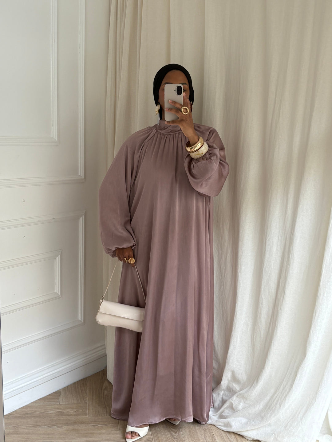 ROBE PRESTIGE MANCHES BOUFFANTES BROWN