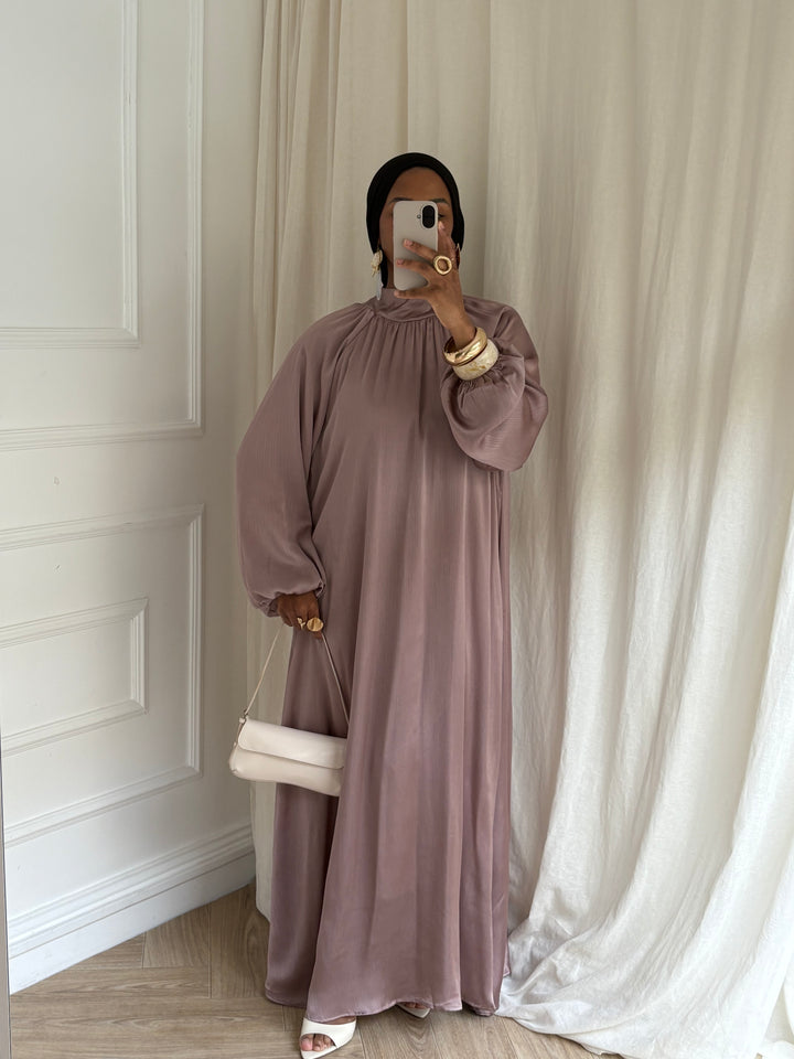 ROBE PRESTIGE MANCHES BOUFFANTES BROWN