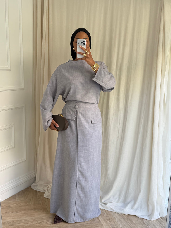 ENSEMBLE JUPE MARIAH GRIS CLAIR