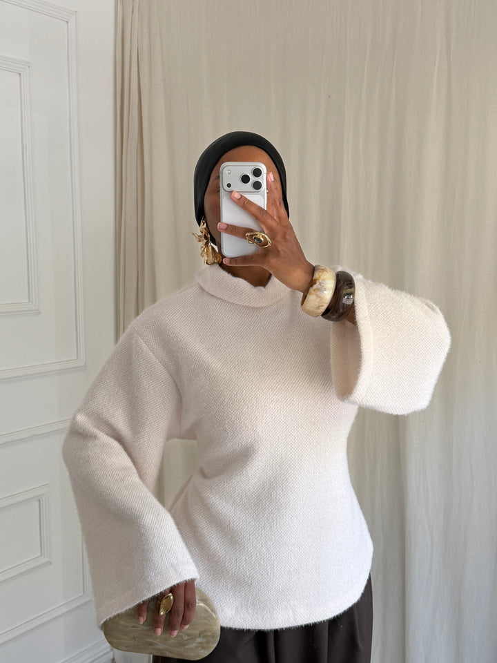 PULL COL MONTANT BLANC