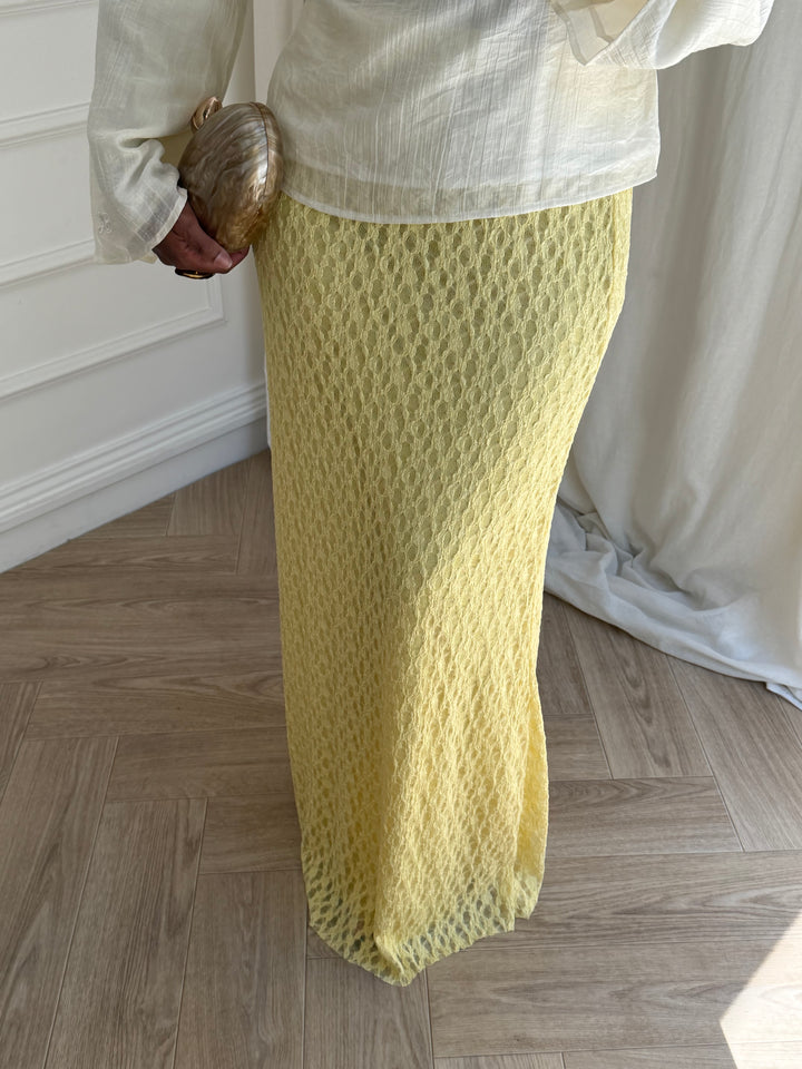 MAXI JUPE DENTELLE JAUNE