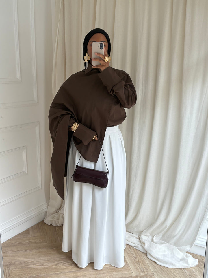 BLOUSE À CAPE CHOCOLAT