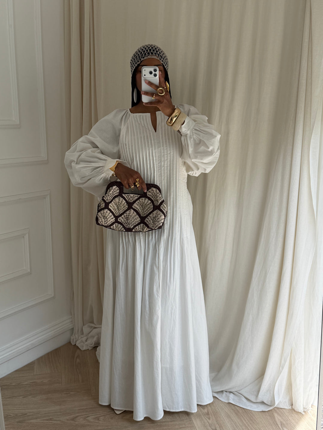 ROBE PLISSÉE COTON BLANCHE