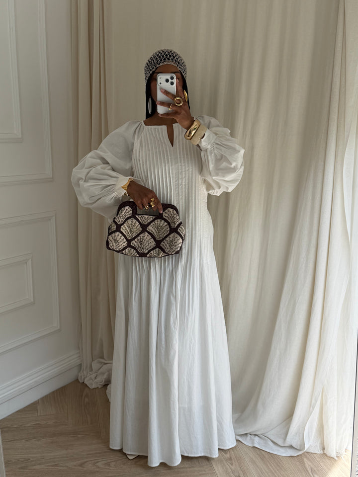 ROBE PLISSÉE COTON BLANCHE