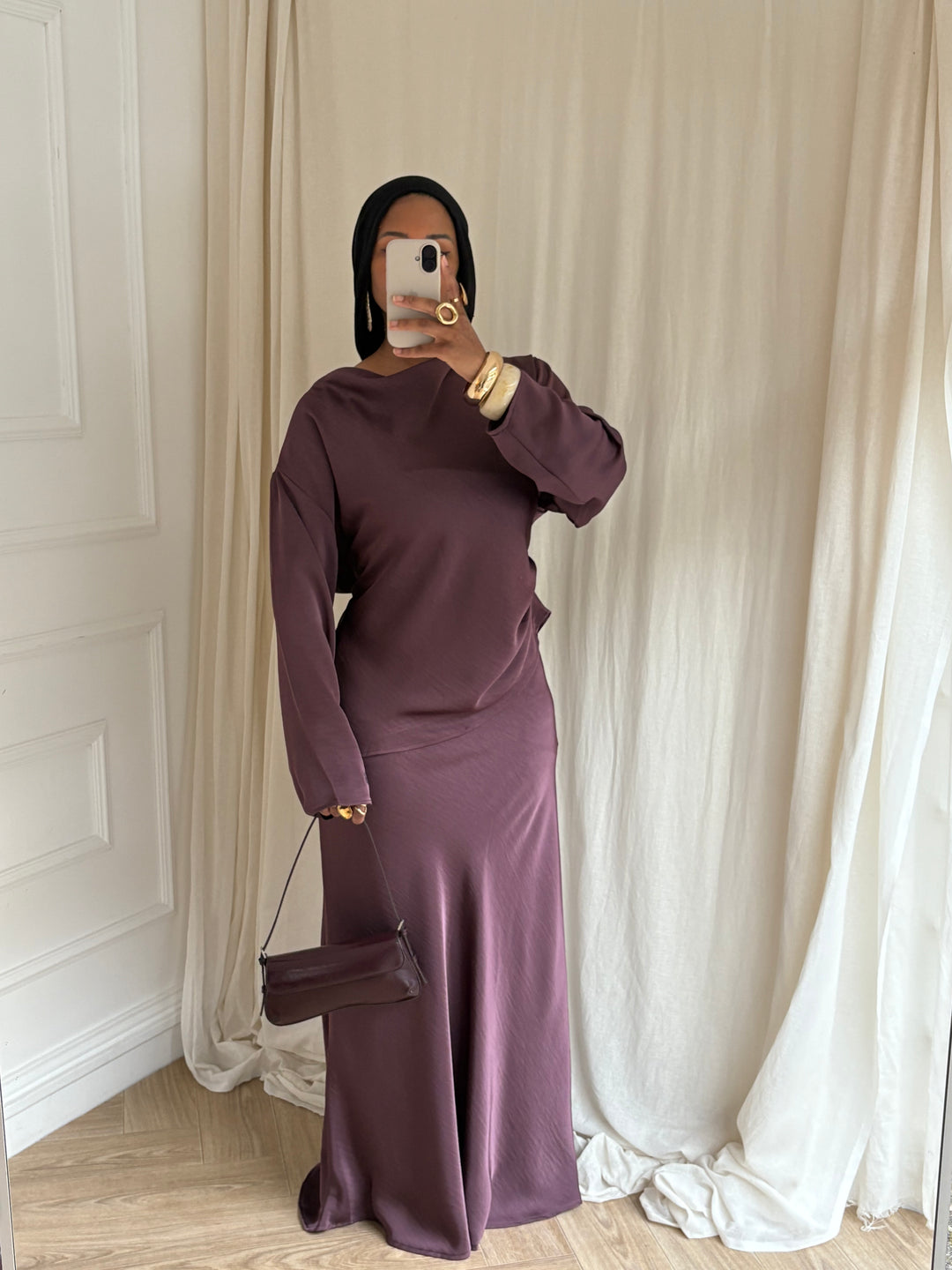 SET JUPE SATIN PRUNE