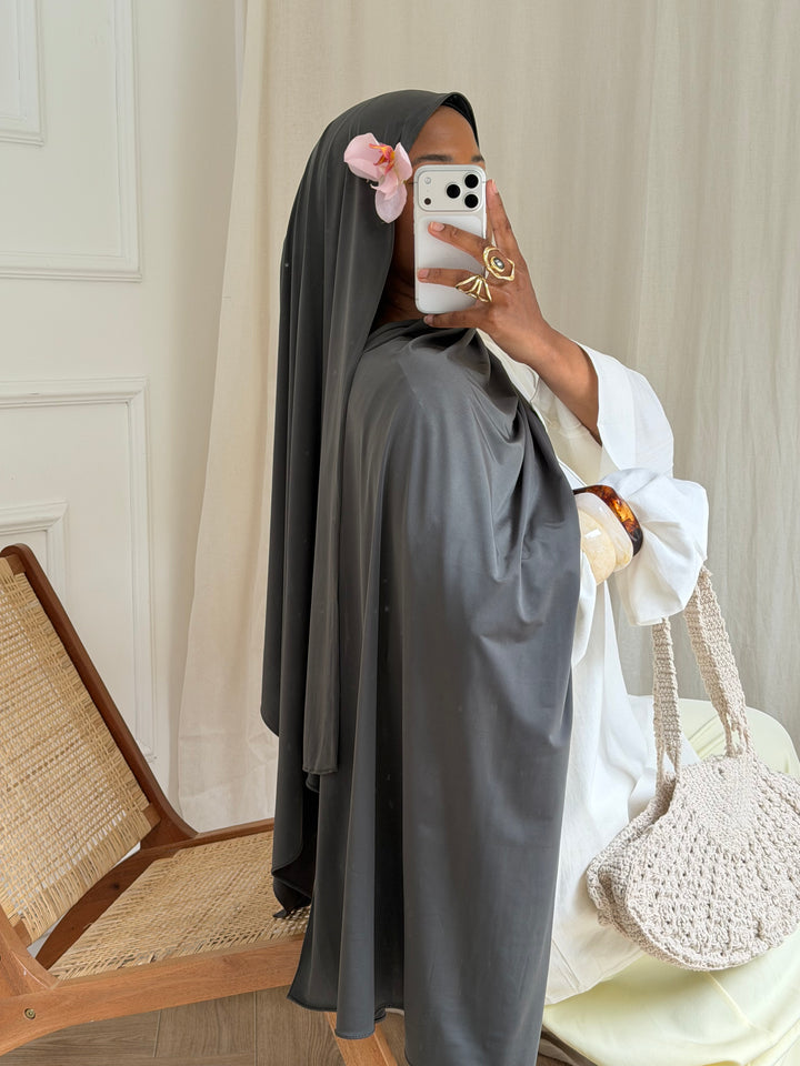 MAXI HIJAB JERSEY LIQUID KAKI FONCÉ