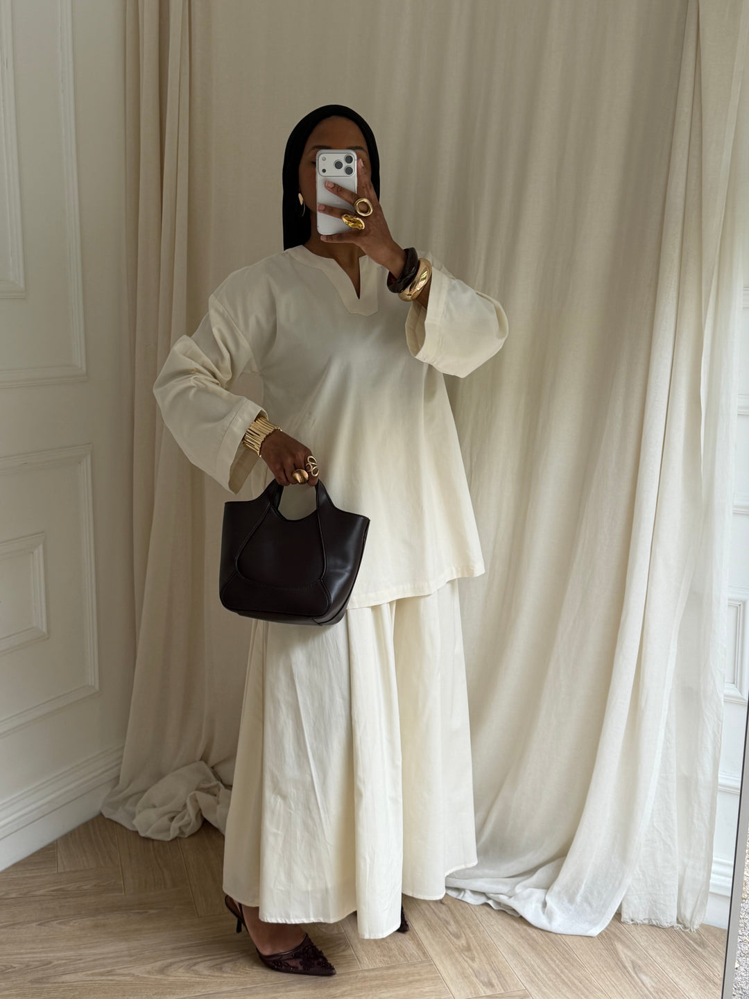 ENSEMBLE JUPE RIM BEIGE