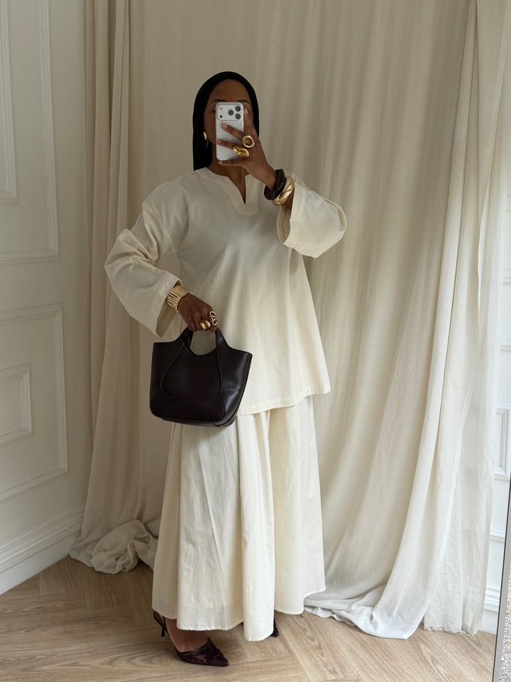 ENSEMBLE JUPE RIM BEIGE