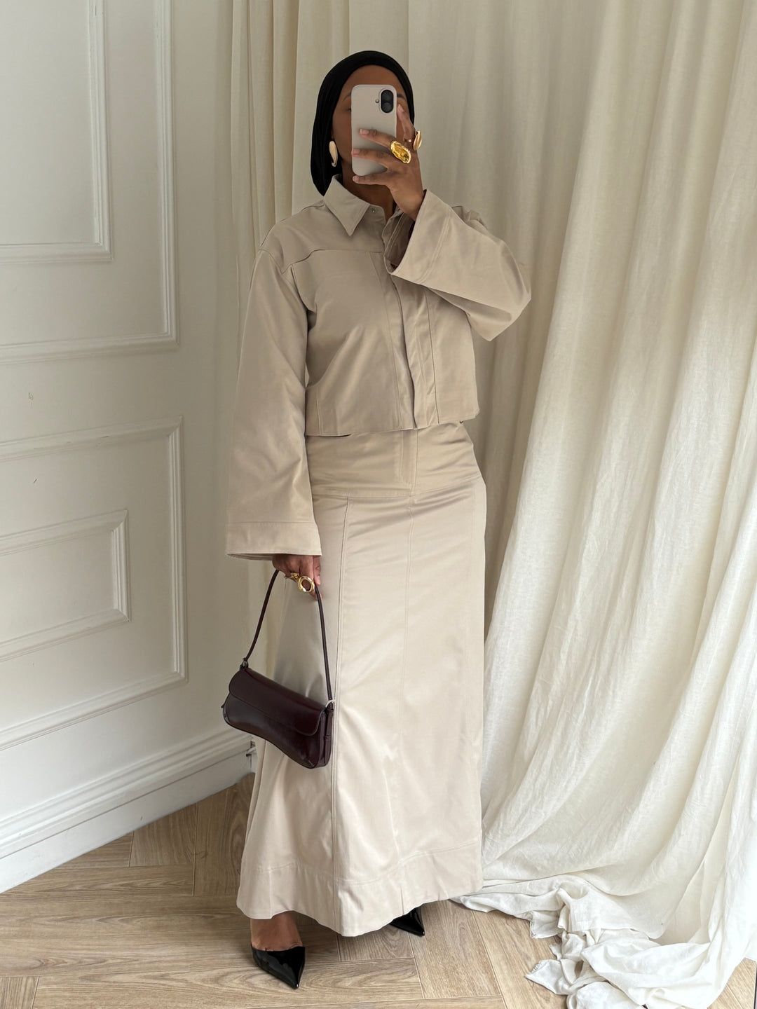 ENSEMBLE JUPE STRUCTURÉ BEIGE